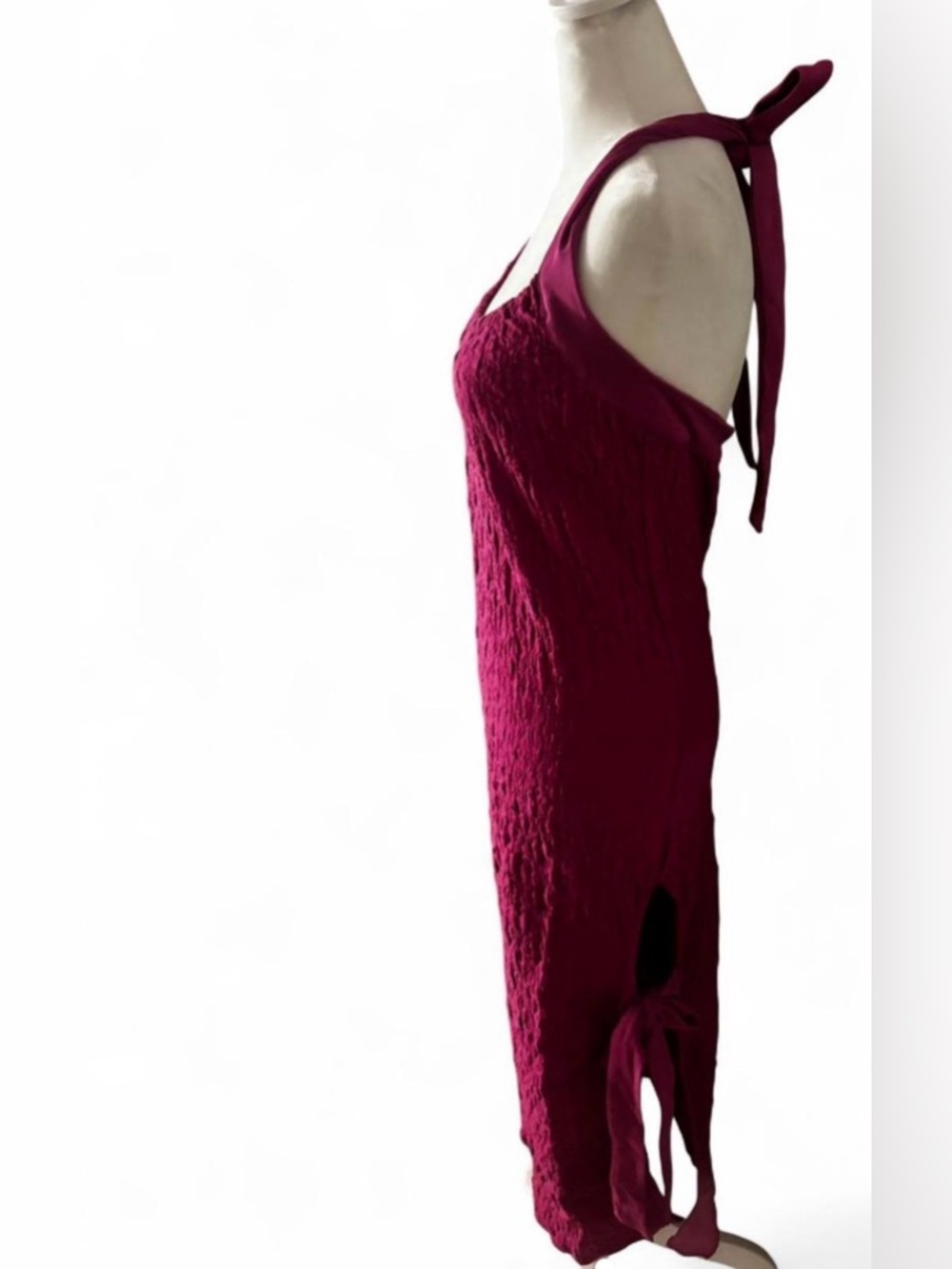 Free People Deep Berry Tie-Shoulder Midi Dress